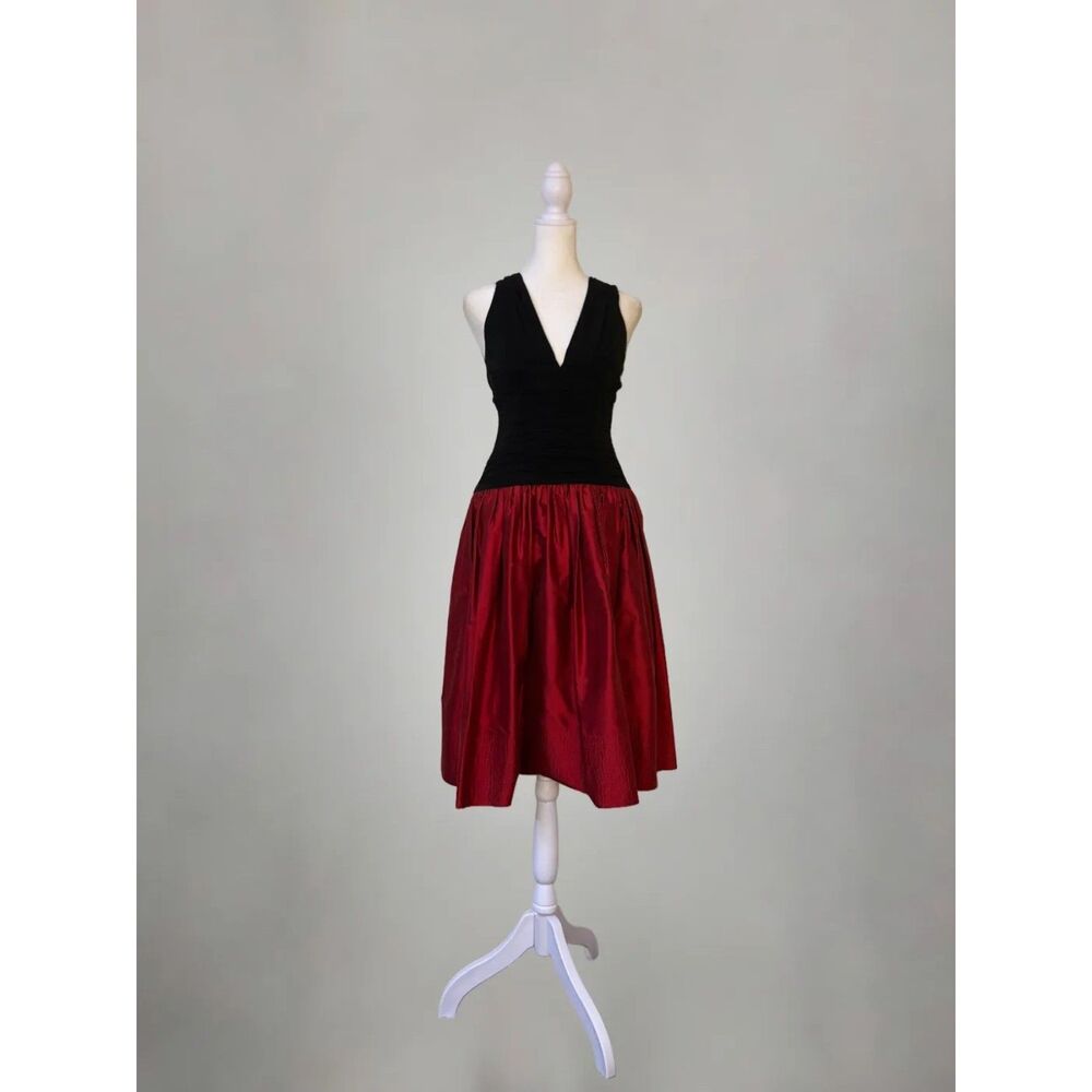 BCBG Black & Salsa Red Backless Party Dress Size 4 Small